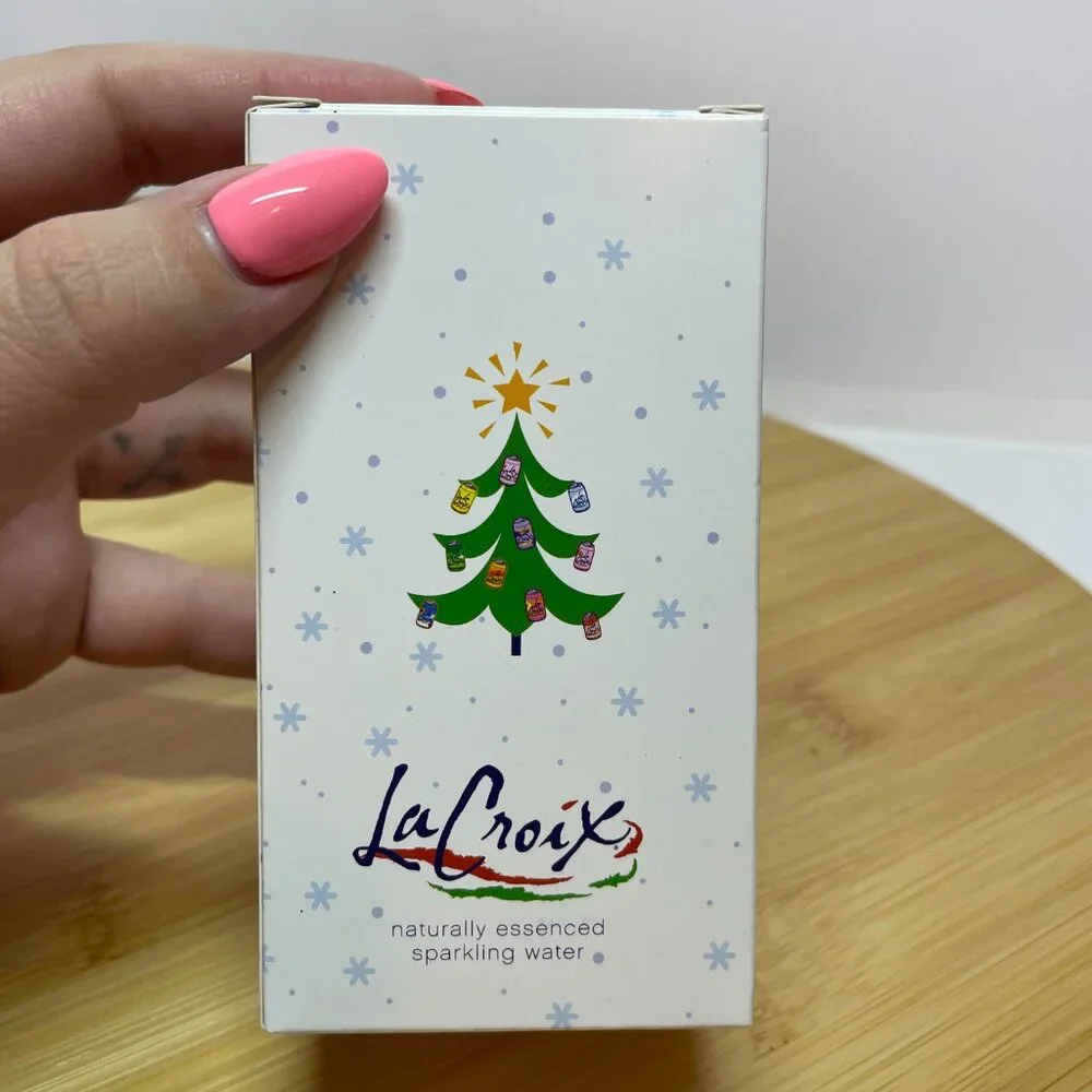 Lacroix Beach Plum Blue White Christmas Ornament Sparkling Water Can Holiday